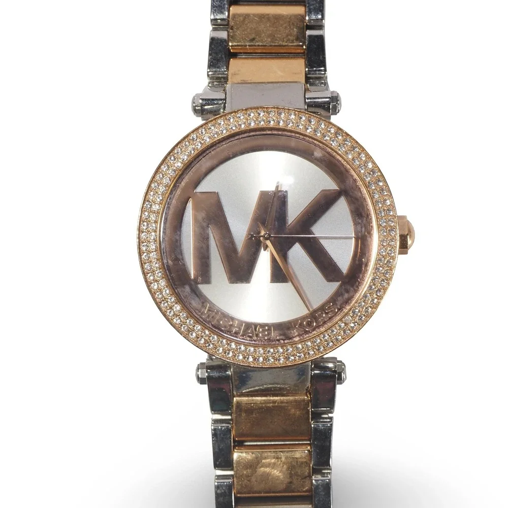 Michael Kors MK6314 Parker Watch Women's Rose Gold‎ Silver Crystal Bezel Logo